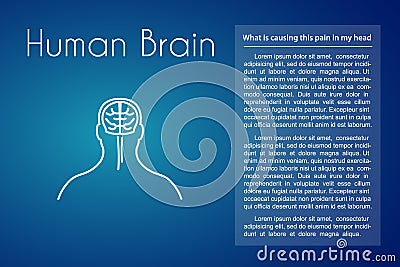 Vector Human Brain Blue Background Vector Illustration