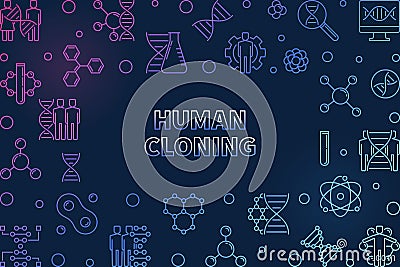 Vector Human Cloning colorful outline horizontal frame Vector Illustration