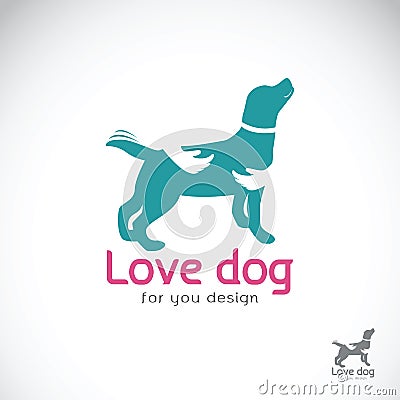 Vector of human hand that hugs the dog on white background. Pet Vector Illustration