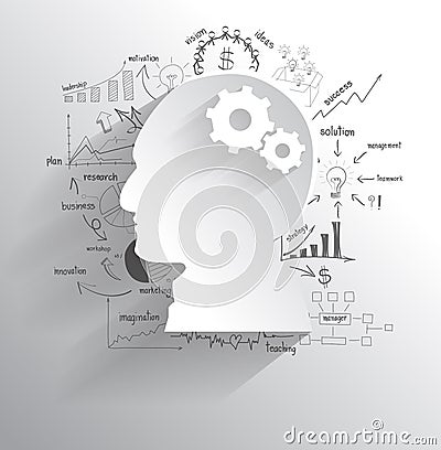 Vector human head with gears as a brain idea Vector Illustration