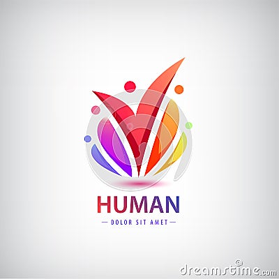 Vector human logo, group of people colorful icon, teamwork Vector Illustration