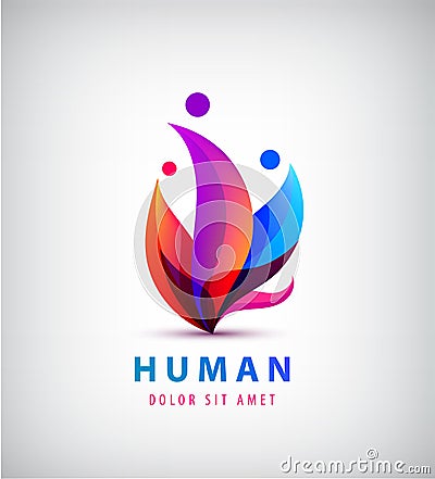 Vector human logo, group of people colorful icon, teamwork, business Vector Illustration