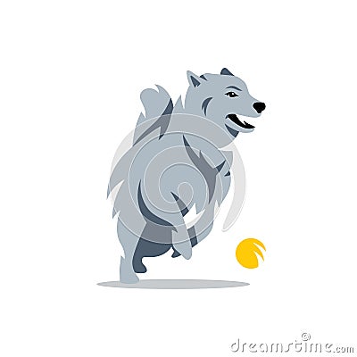 Vector Husky Dog Cartoon Illustration. Vector Illustration