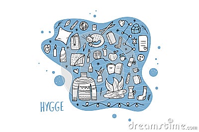 Hygge concept. Vector isolated symbols. Vector Illustration