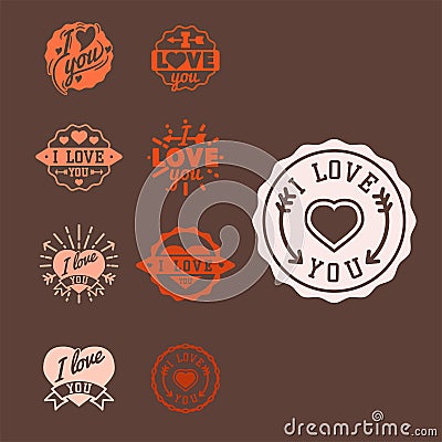 Vector I love You text overlays hand drawn lettering badge inspirational lover quote illustration. Vector Illustration