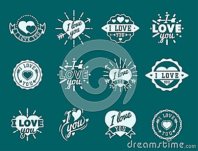 Vector I love You text overlays hand drawn lettering badge inspirational lover quote illustration. Vector Illustration