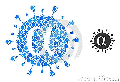 Winter Blue Water Collage Alpha Covid Virus Icon Stock Photo