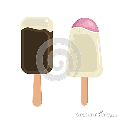 Vector ice cream with chocolate glaze. Vector Illustration
