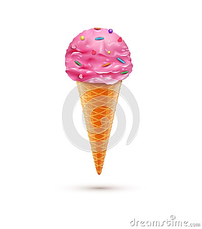 Vector ice-cream cone, isolated on white background Vector Illustration