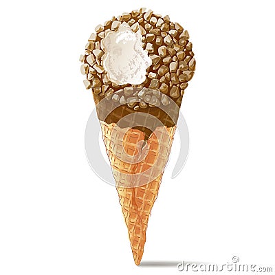 Vector ice cream in waffle cone Vector Illustration