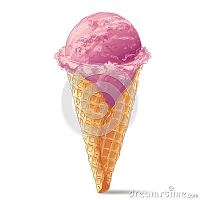 Vector ice cream in waffle cone Vector Illustration