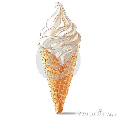 Vector ice cream in waffle cone Vector Illustration