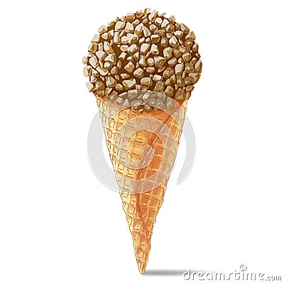 Vector ice cream in waffle cone Vector Illustration