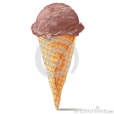 Vector ice cream in waffle cone Vector Illustration