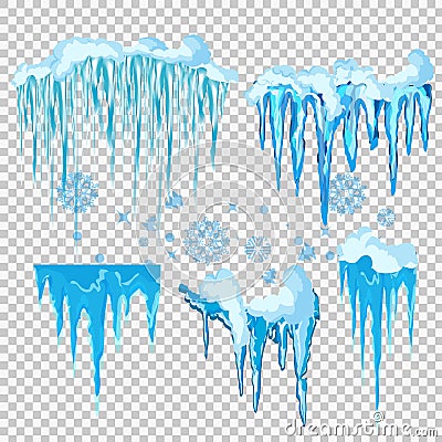 Vector icicle and snow elements clipart. Different snow cap Stock Photo