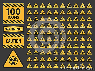 Vector icn set triangle yellow warning caution Vector Illustration