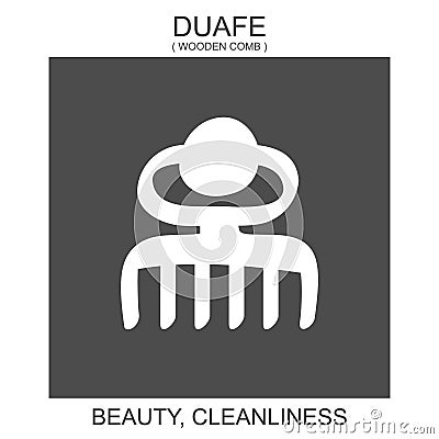 icon with african adinkra symbol Duafe. Symbol of beauty and cleanliness Vector Illustration