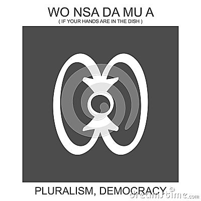 icon with african adinkra symbol Wo Nsa Da Mu A. Symbol of pluralism and democracy Vector Illustration