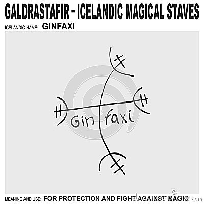 icon with ancient Icelandic magical staves Ginfaxi. Symbol means and is used for protection and fight against magic Vector Illustration