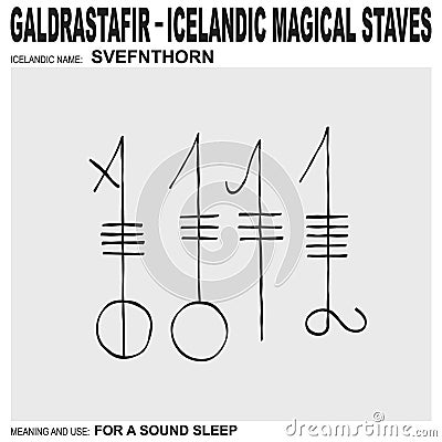 icon with ancient Icelandic magical staves Svefnthorn. Symbol means and is used for a sound sleep Vector Illustration