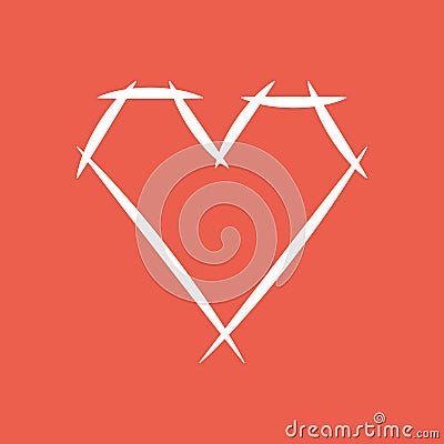 Vector icon of a beautiful and unusual heart shape in red background. It represents a concept of love, marriage, wedding Vector Illustration