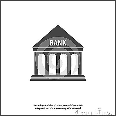 Vector icon building bank illustration on white isolated background. Layers grouped for easy editing illustration. Vector Illustration