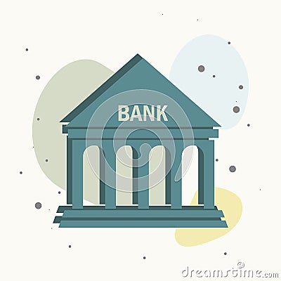 Vector icon building bank on multicolored background Vector Illustration