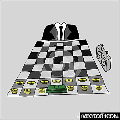 vector icon of business moves on a chessboard Vector Illustration