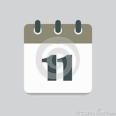 Vector icon calendar day number 11, 11th day month Vector Illustration