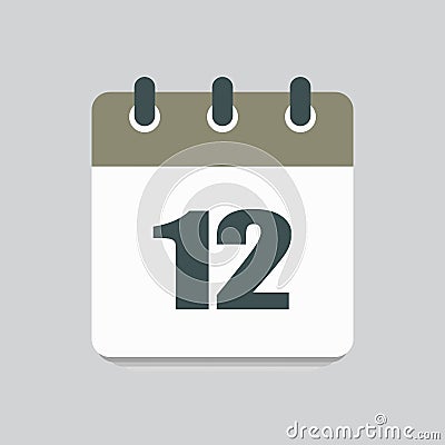 Vector icon calendar day number 12, 12th day month Stock Photo