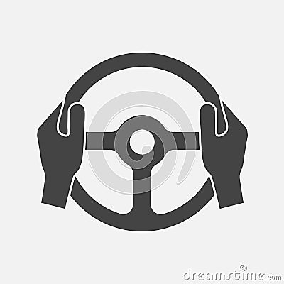 Vector icon of car steering wheel and driver's hands. Layers gro Vector Illustration