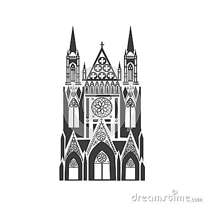 Vector icon of the Catholic Cathedral Vector Illustration
