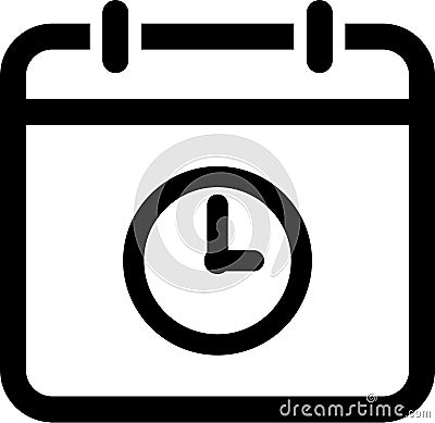 Vector icon of clock on tear-off calendar as reminder of event Vector Illustration