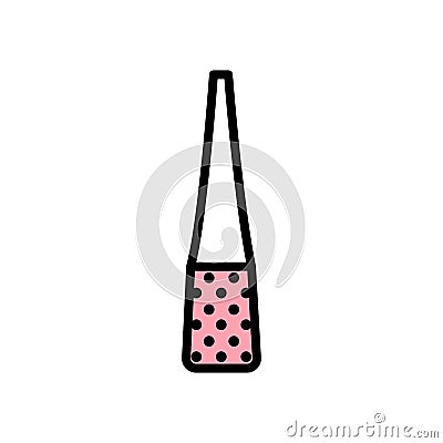 Vector icon closed eyeliner bottle with black stroke, pink fill and circles texture Stock Photo