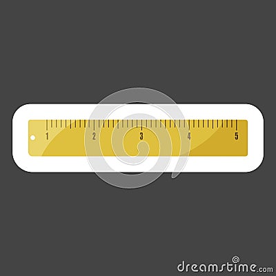 Vector icon colored sticker of brown ruler. Metric system. Sch Vector Illustration