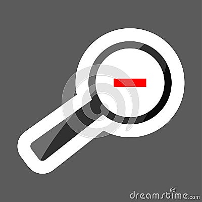 Vector icon colored sticker magnifying glass, zoom on illustrat Vector Illustration