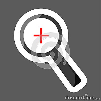 Vector icon colored sticker magnifying glass, zoom on illustra Vector Illustration