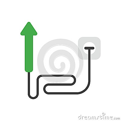 Vector icon concept of arrow moving down with cable and plugged Vector Illustration