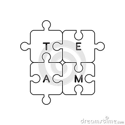Vector icon concept of connected team jigsaw puzzle pieces Vector Illustration