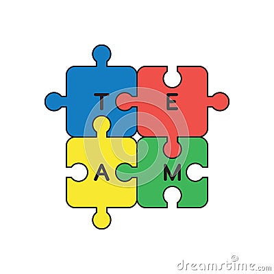 Vector icon concept of connected team jigsaw puzzle pieces Vector Illustration