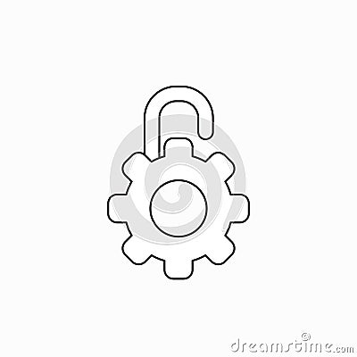 Vector icon concept of gear shaped opened padlock Vector Illustration