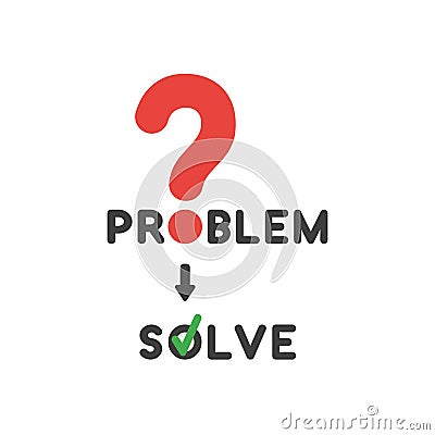 Vector icon concept of problem word with question mark and solve Vector Illustration