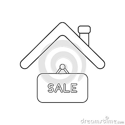 Vector icon concept of sale hanging sign under roof Vector Illustration