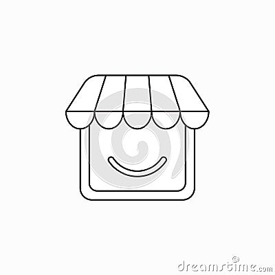 Vector icon concept of shop with smiling mouth Vector Illustration