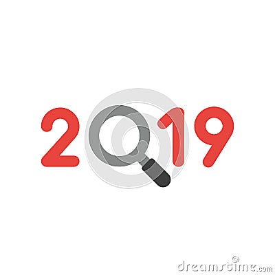 Vector icon concept of year of 2018 with magnifying glass Vector Illustration