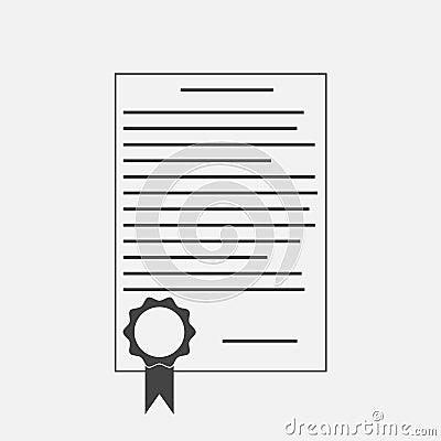 Vector icon of contract with stamp. Icon important document Vector Illustration