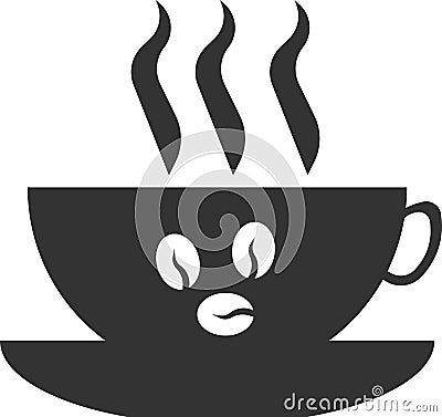 Vector icon of a cup with a coffee saucer for coffee. Vector Illustration