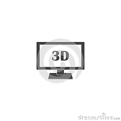 Vector icon 3d tv on white isolated background Vector Illustration