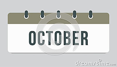 Vector icon day calendar, autumn month October Vector Illustration