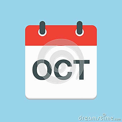 Vector icon day calendar, autumn month October Vector Illustration